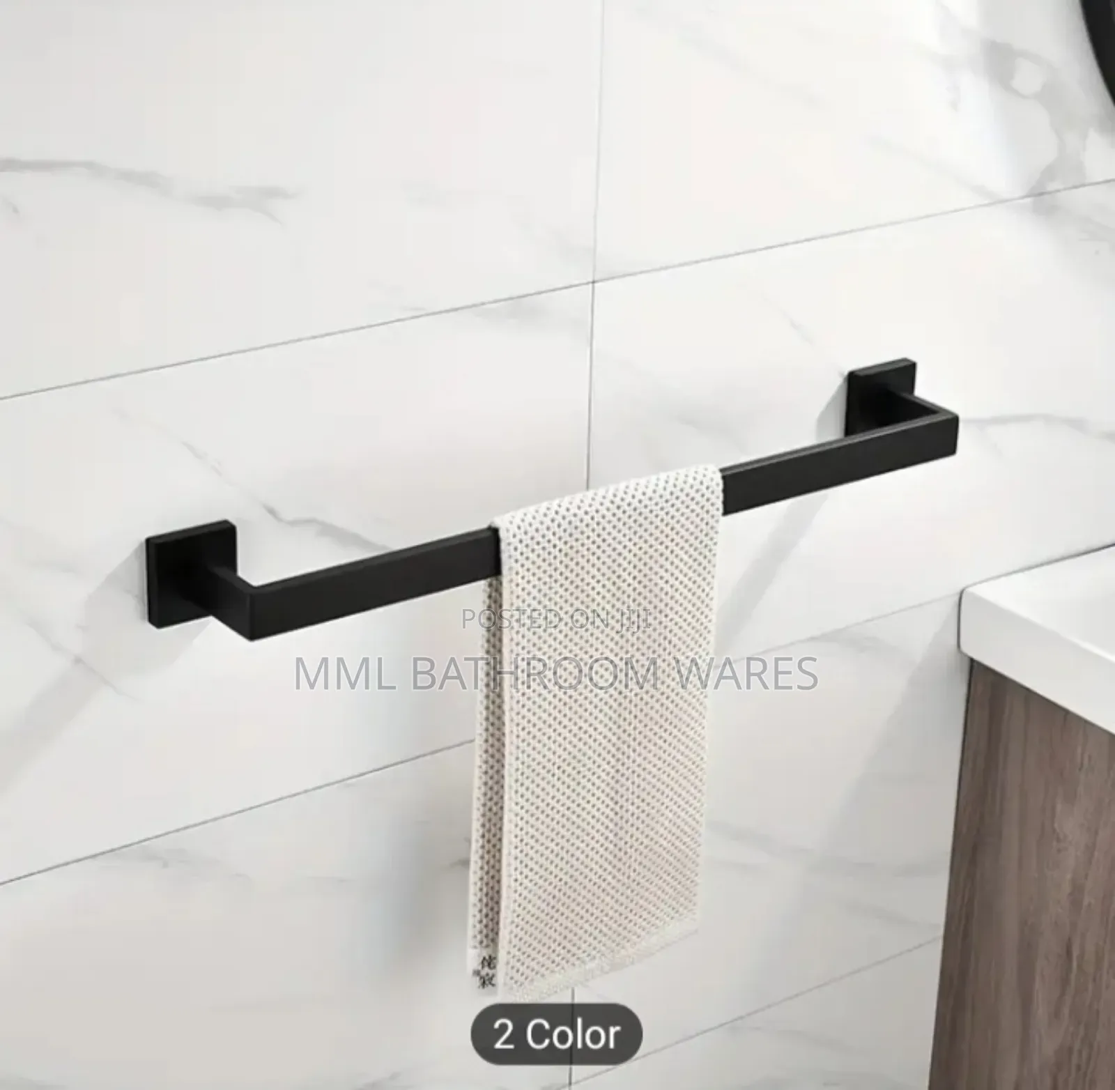 60cm Black Towel Bar, Stainless Steel Bathroom Towel Rack
