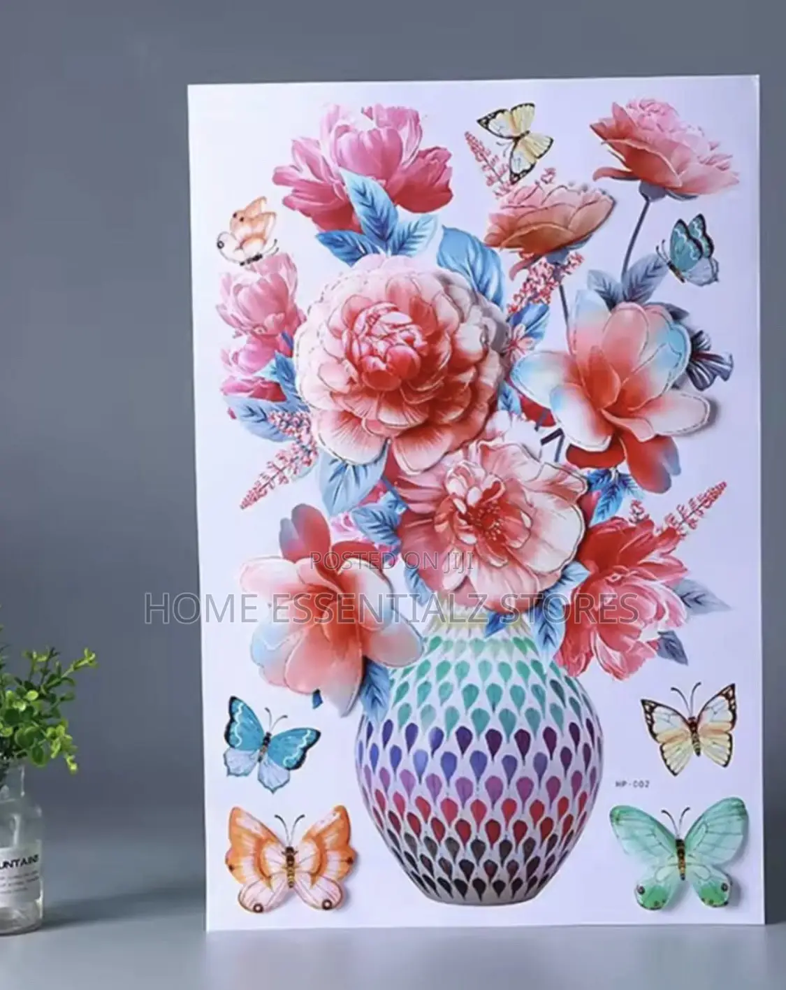 Wall Flower Sticker - 3d Flower Vase and Butterfly Wall Stickers