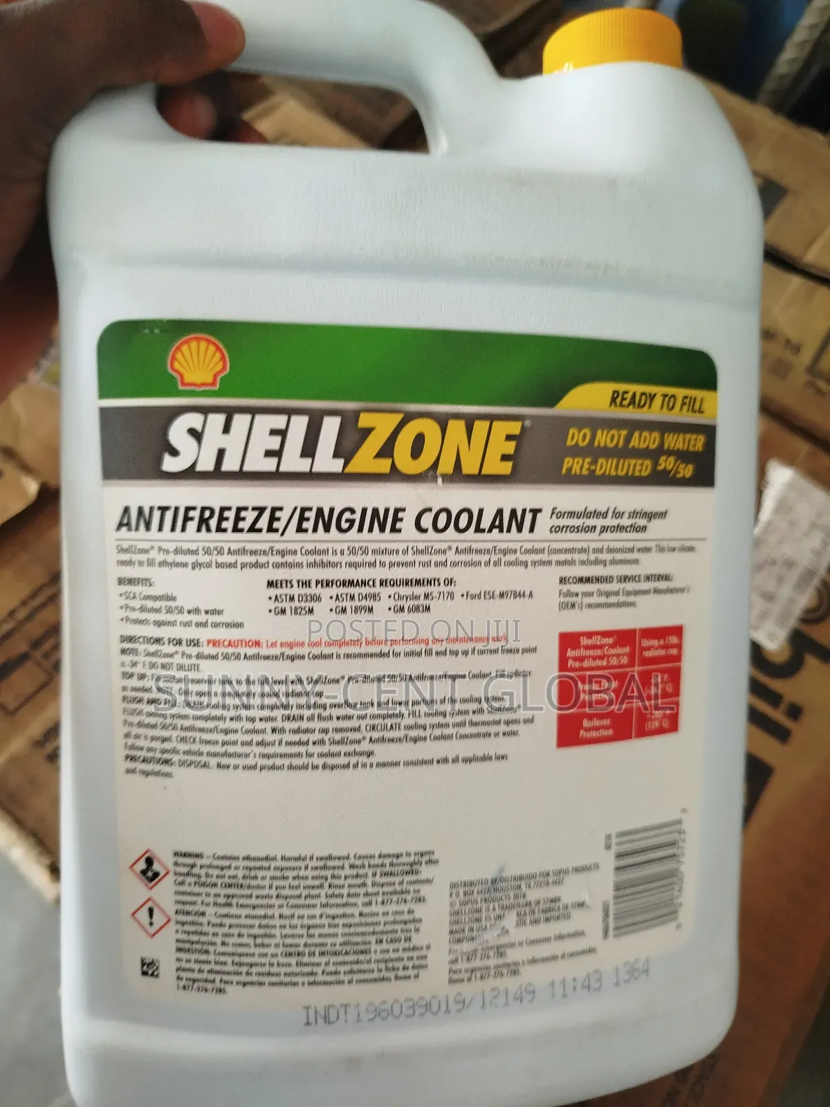 Shell Zone Antifreeze/Engine Coolant 4litres.