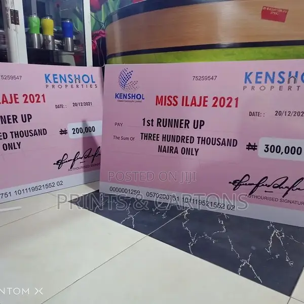 Dummy Cheque for Corporate Launches