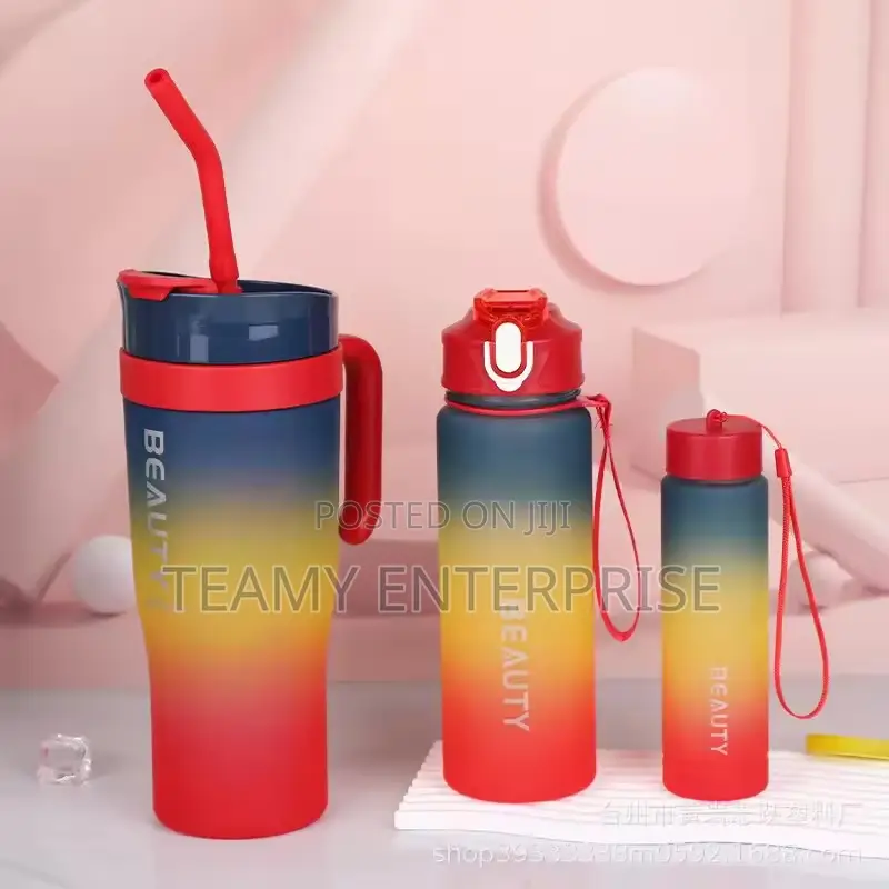 3in1 Water Bottles - 3 Pieces Colourful Fancy Rainbow Cans