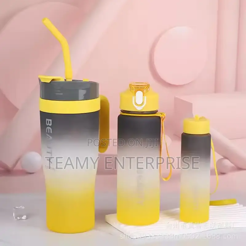 3in1 Water Bottles - 3 Pieces Colourful Fancy Rainbow Cans