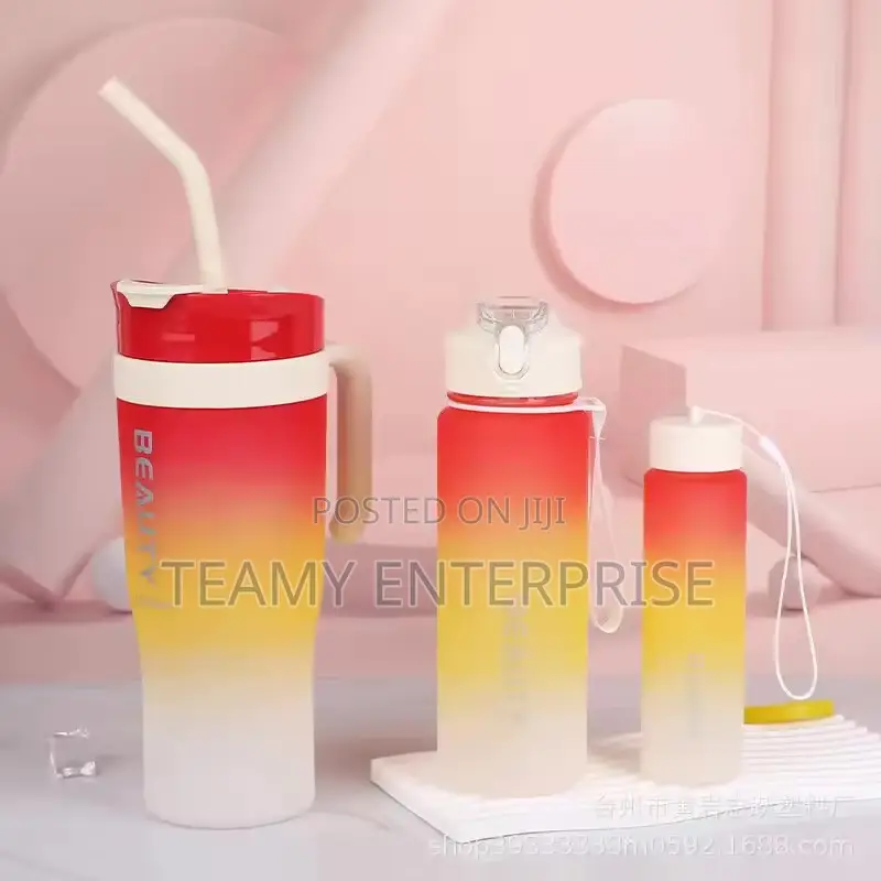 3in1 Water Bottles - 3 Pieces Colourful Fancy Rainbow Cans