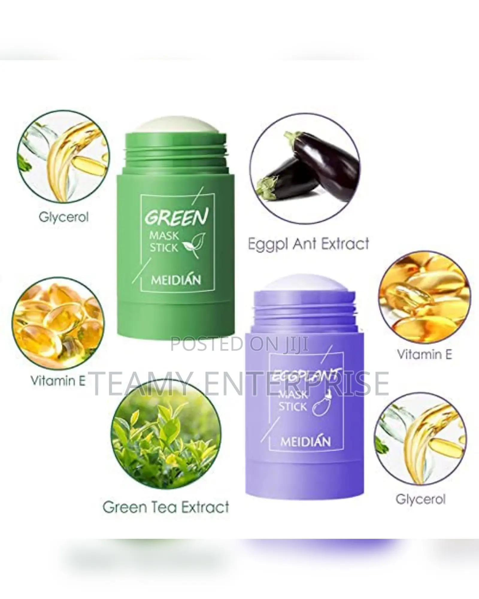 2 Meidian Set - Green Tea and Egg Plant Face Mask Stick