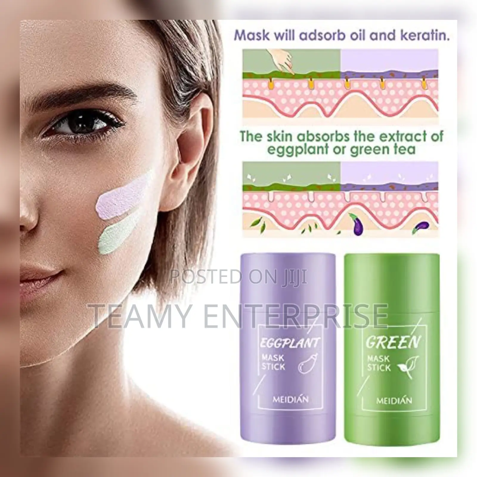 2 Meidian Set - Green Tea and Egg Plant Face Mask Stick