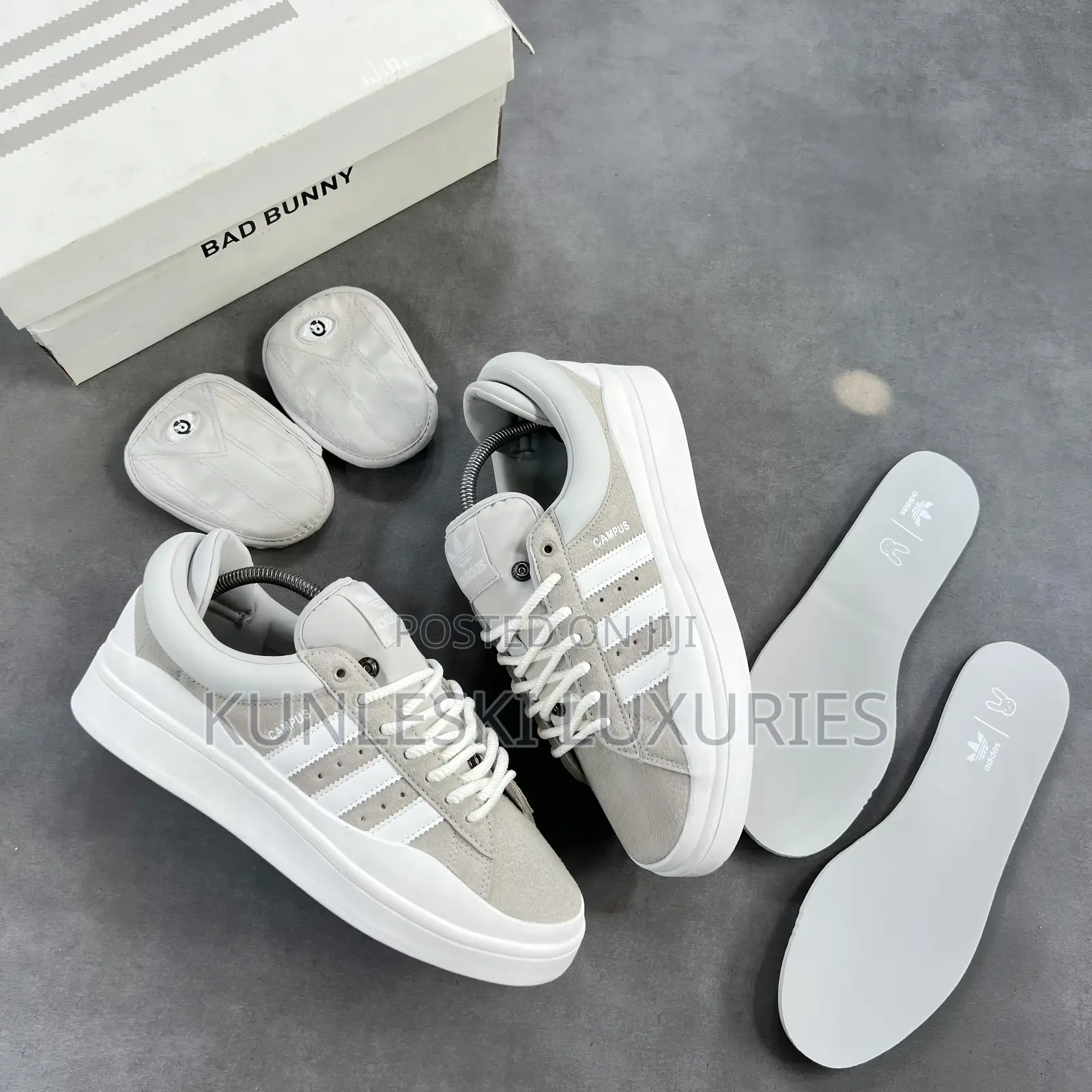Original Bad Bunny X Adidas Campus Grey / Moon Sneakers