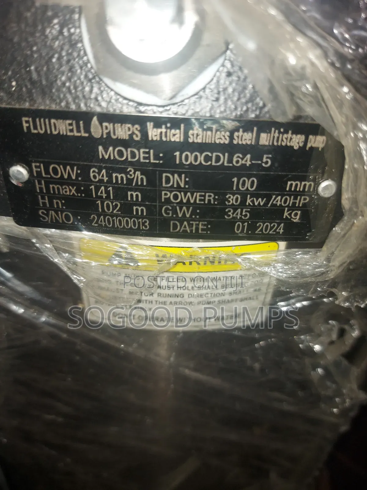 Fluidwell Fluidwell Vertical Pump Type Cdl64--5 (30kw/40hp )