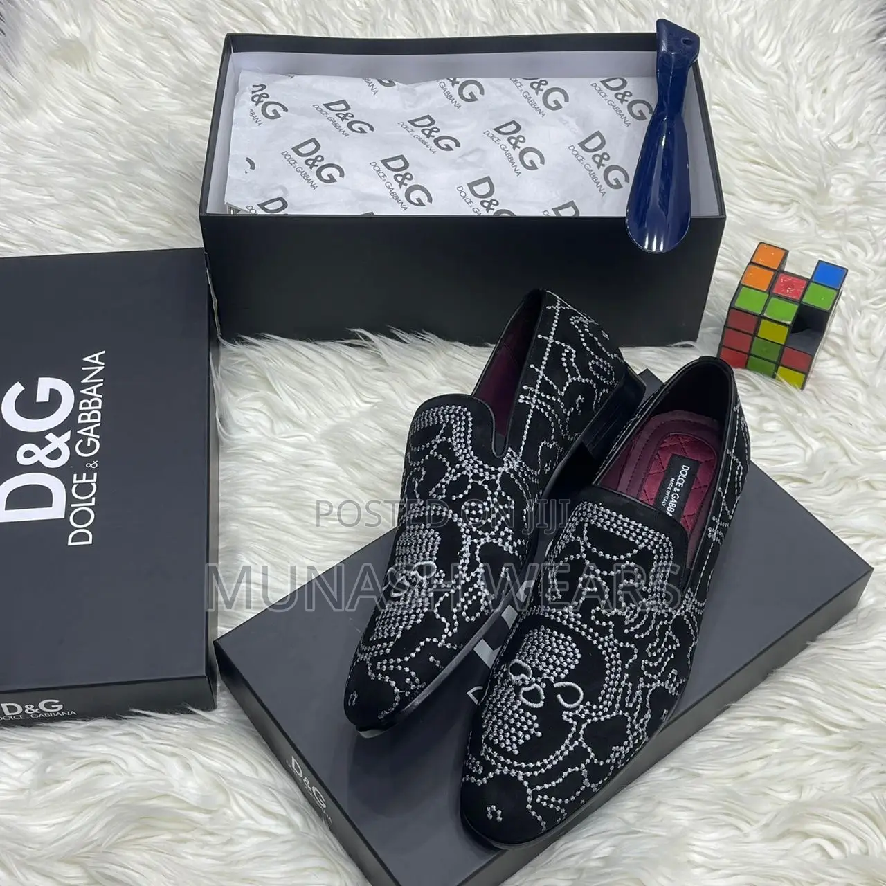 Italian Dolce Gabbana Velvet Stone Luxury Shoes