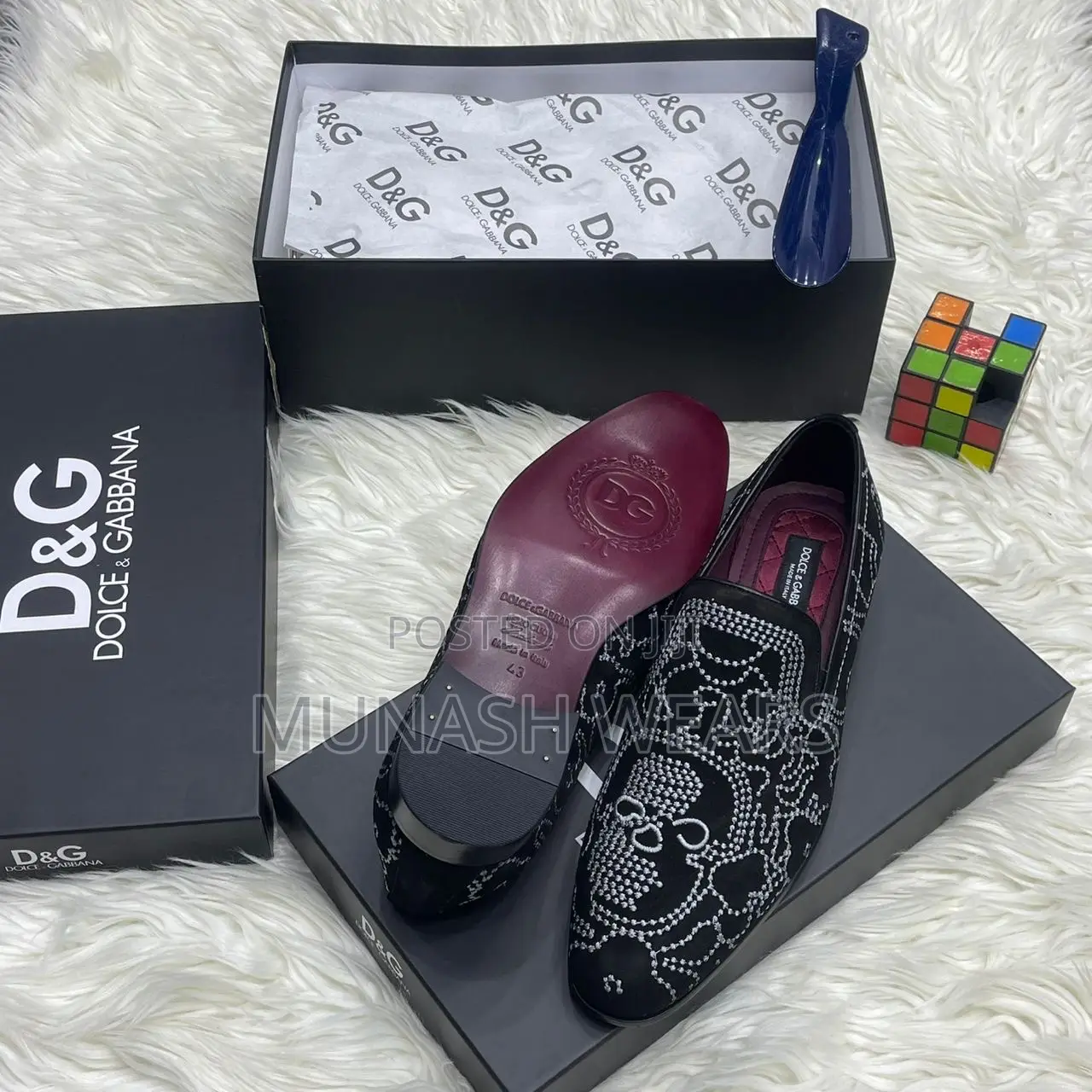 Italian Dolce Gabbana Velvet Stone Luxury Shoes