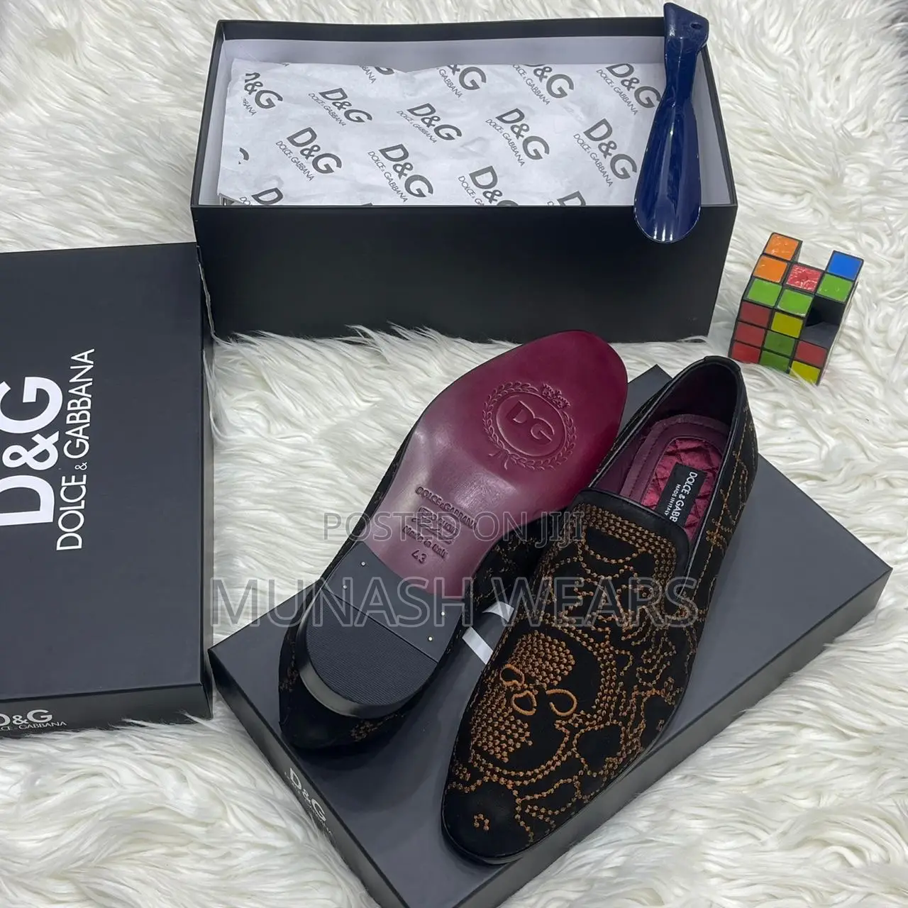 Italian Dolce Gabbana Velvet Stone Luxury Shoes