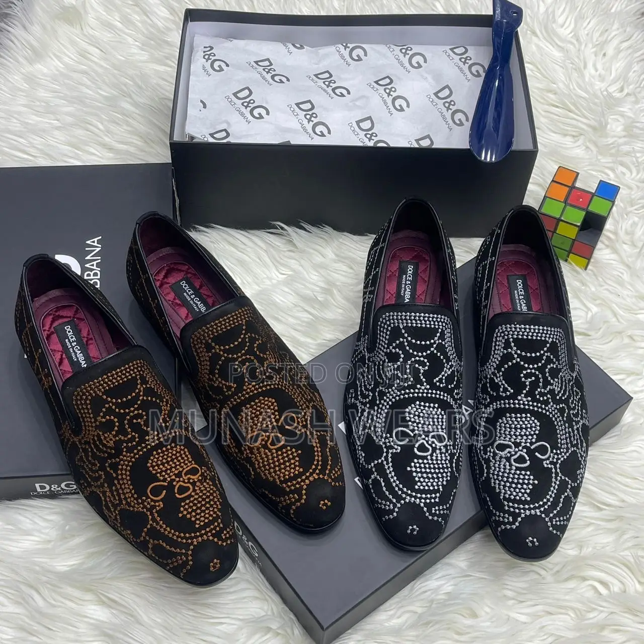 Italian Dolce Gabbana Velvet Stone Luxury Shoes
