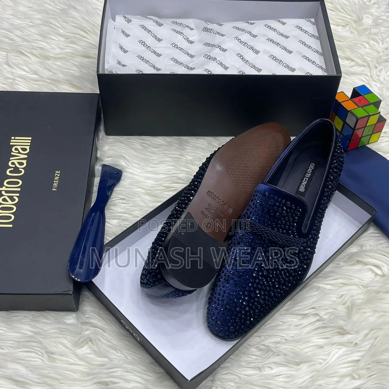 Italian Velvet Stone Cavalli Luxury Shoes