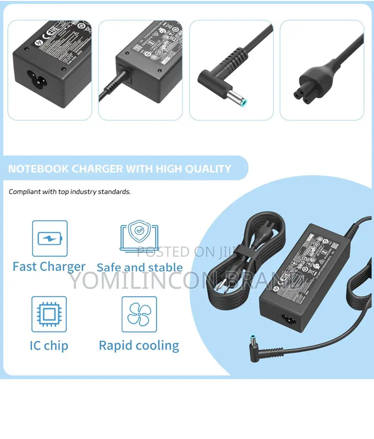 Hp 15 45w Small Mouth Charger+Cable