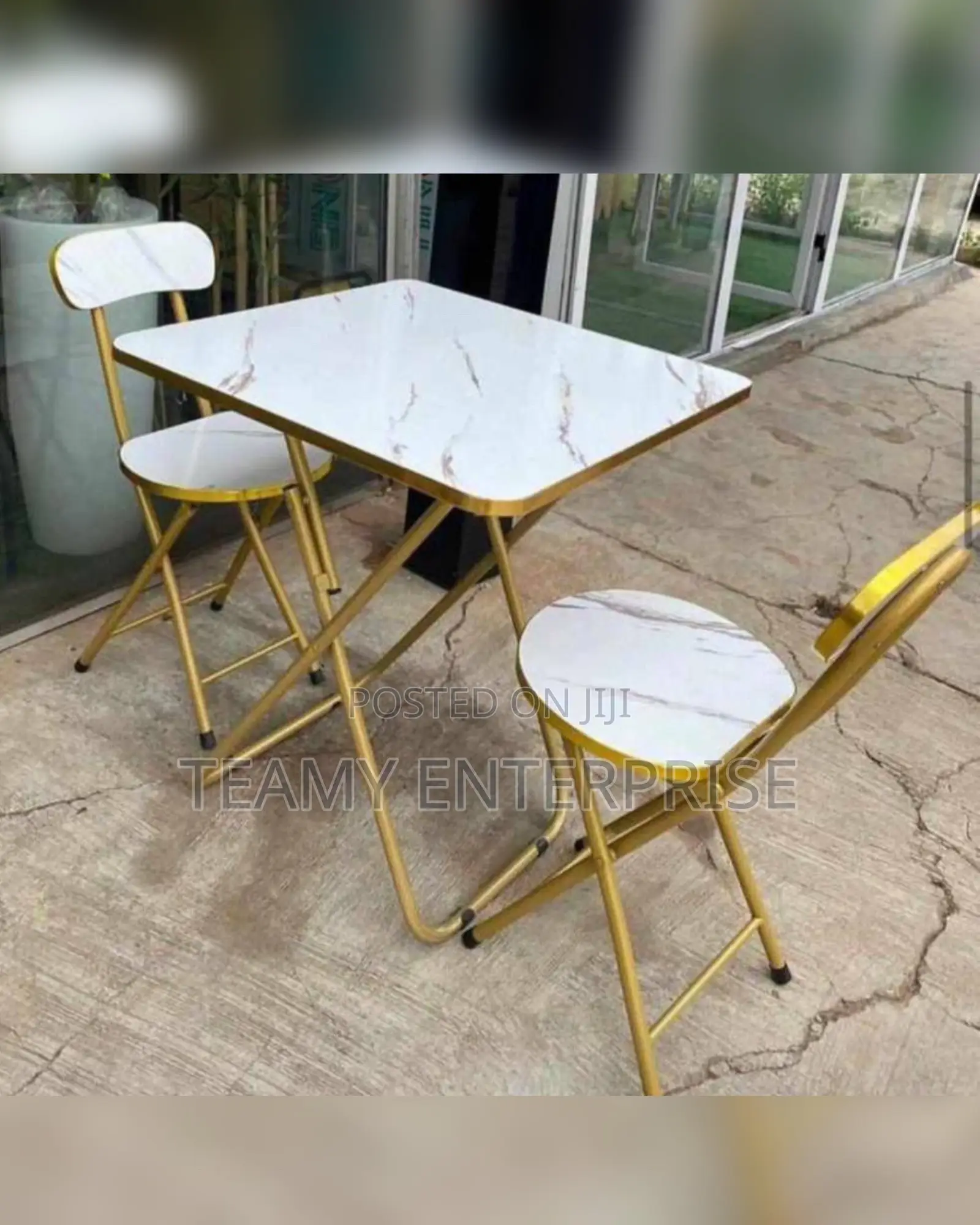 1 Table 2 Chair Set - Marble Design