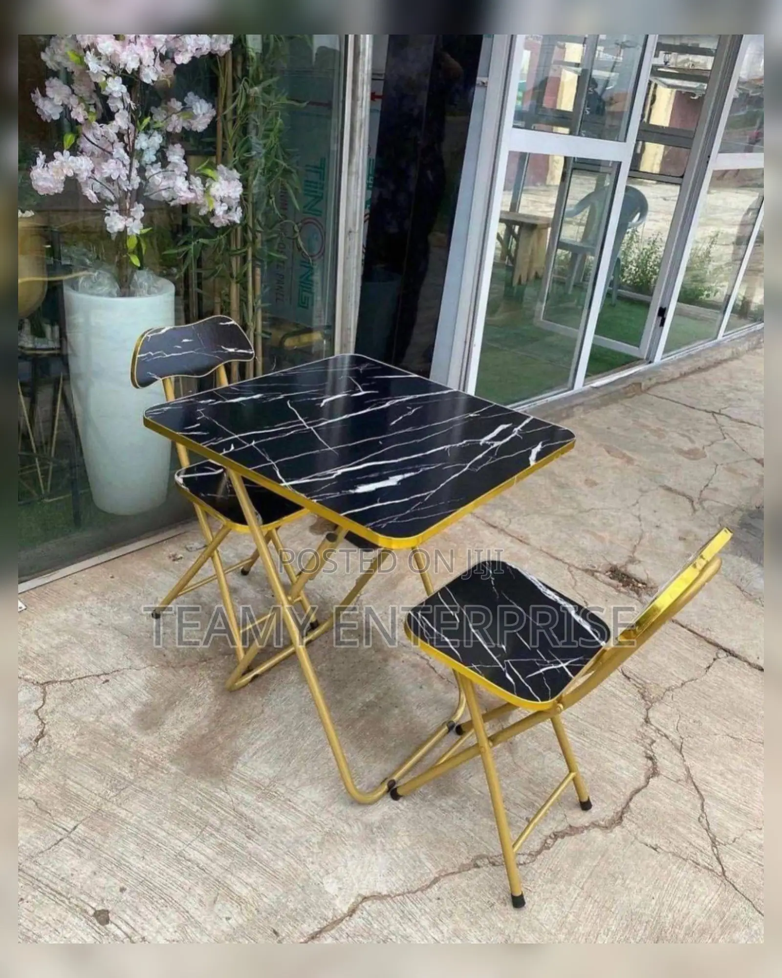 1 Table 2 Chair Set - Marble Design