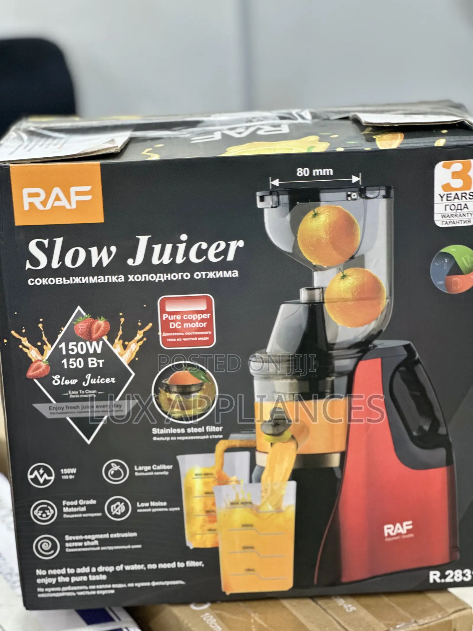 Raf Slowspiral 150w Slow Fruit Juicer and Extractor R.2831.