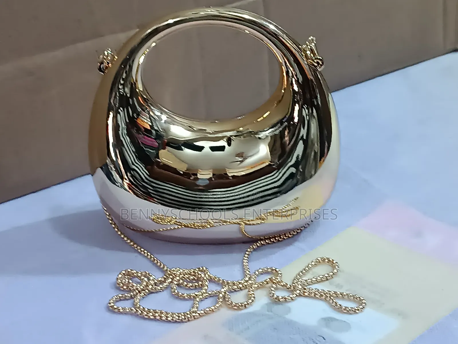 Ladies Golden Acrylic Clutch Evening and Picnic Purse