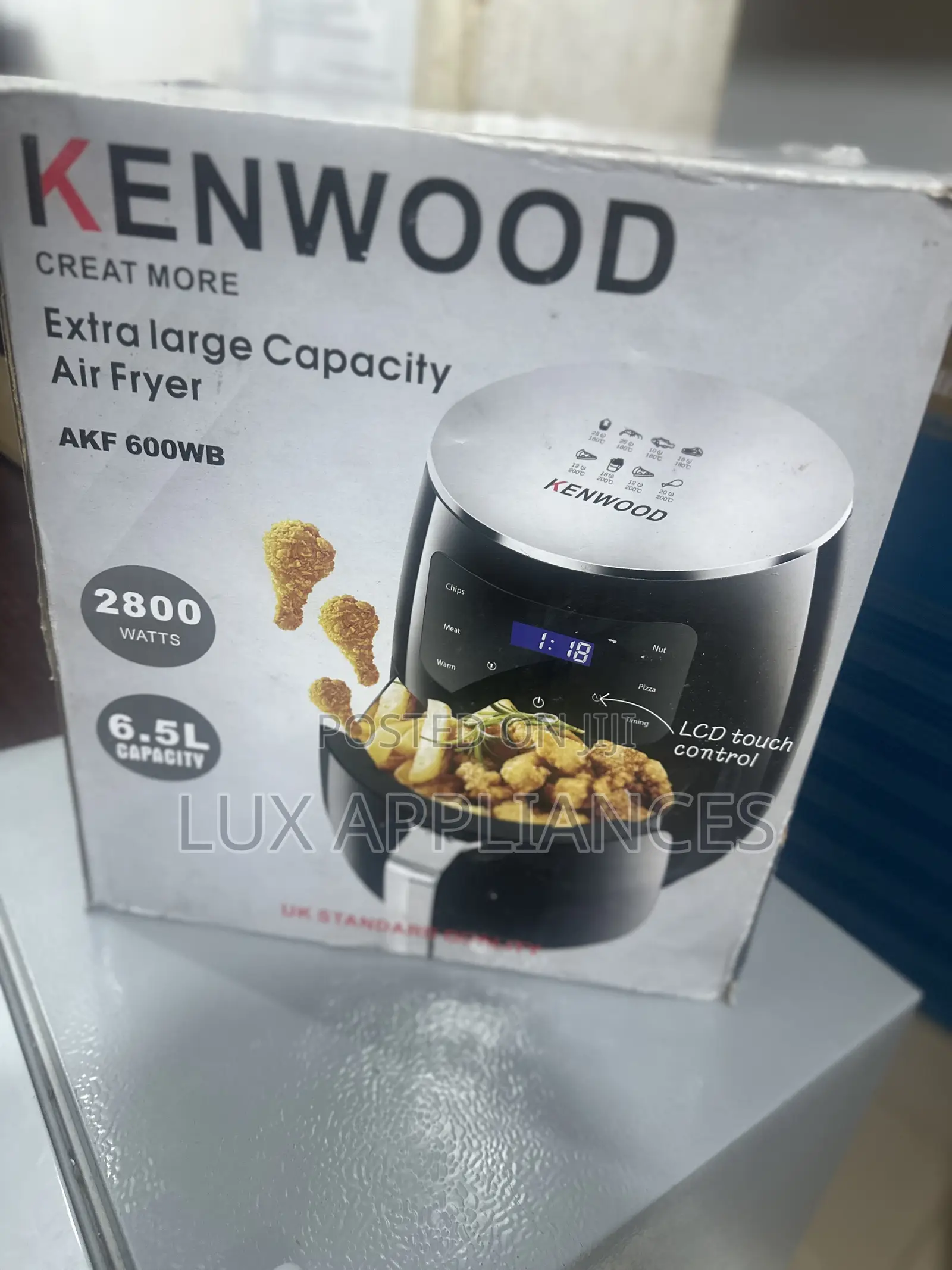 Maxyfry Kenwood Air Fryer 6.5l Capacity Akf 600wb