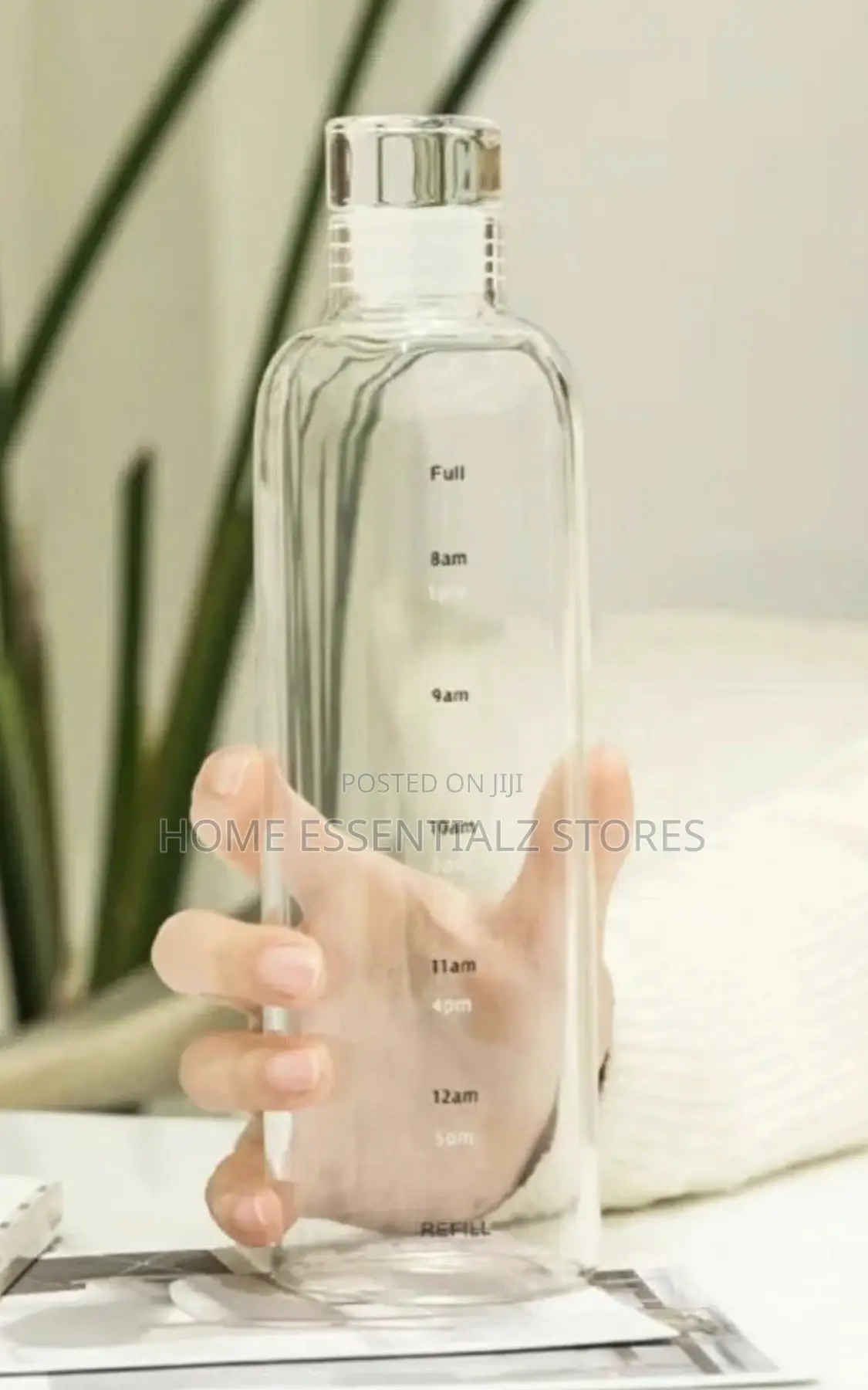 Transparent Water Bottles Set With Cork Lids and Time Scale - 2 Pieces