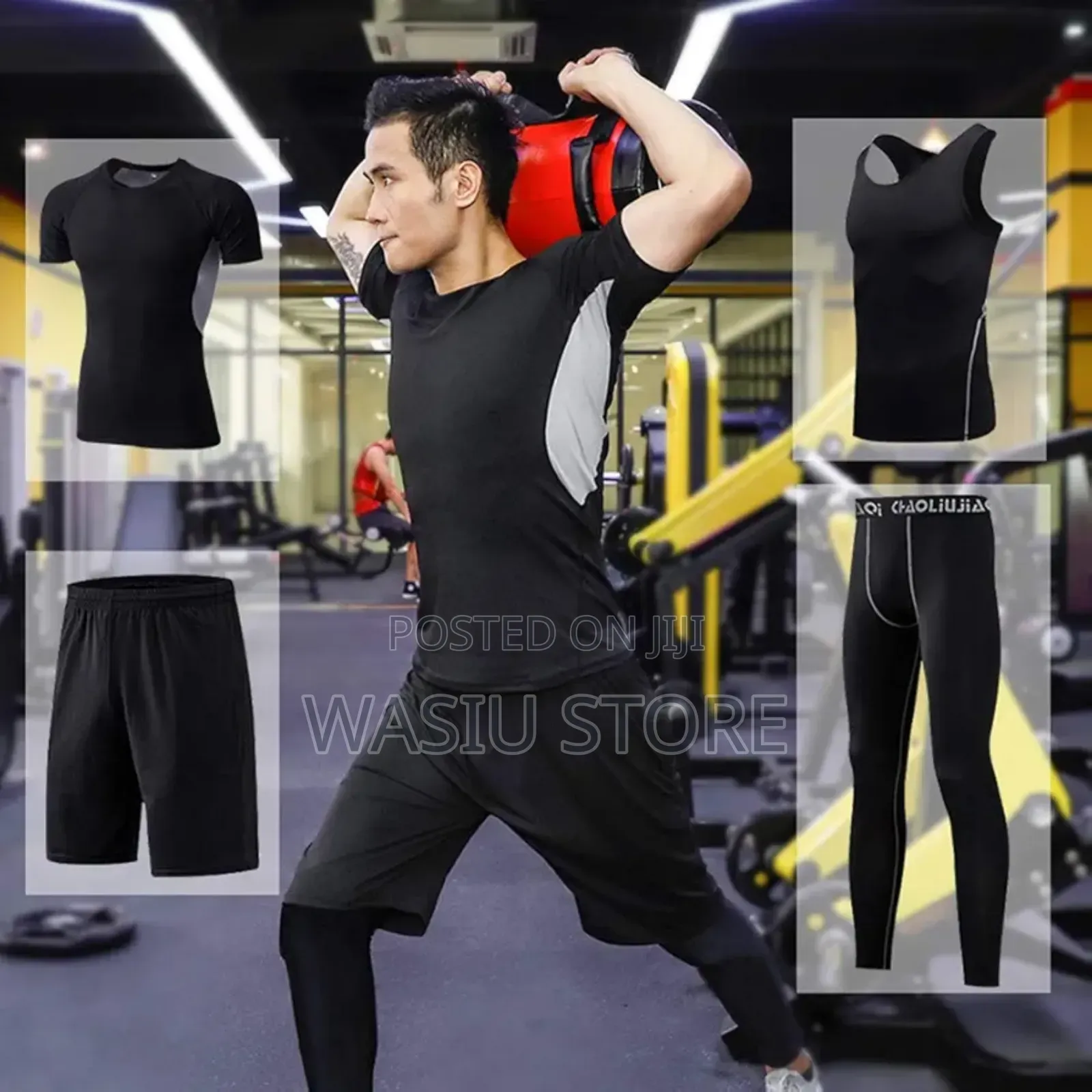 3pcs Men Short Sleeves Workout Clothes Set Long Sleeve