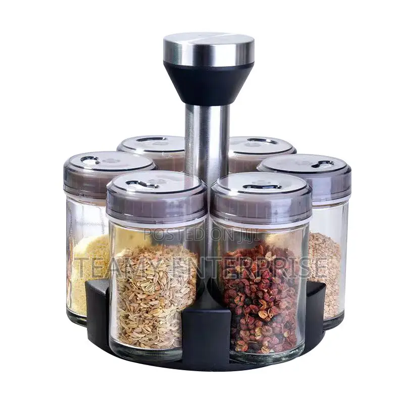 360 Degree Rotating Spice Rack With 6 Bottles