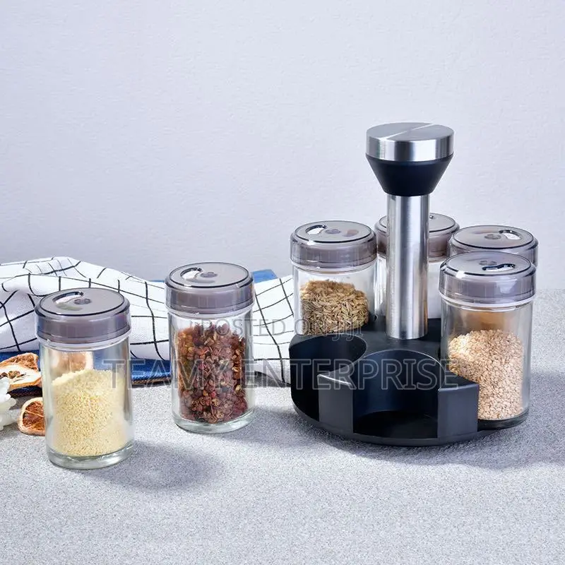 360 Degree Rotating Spice Rack With 6 Bottles
