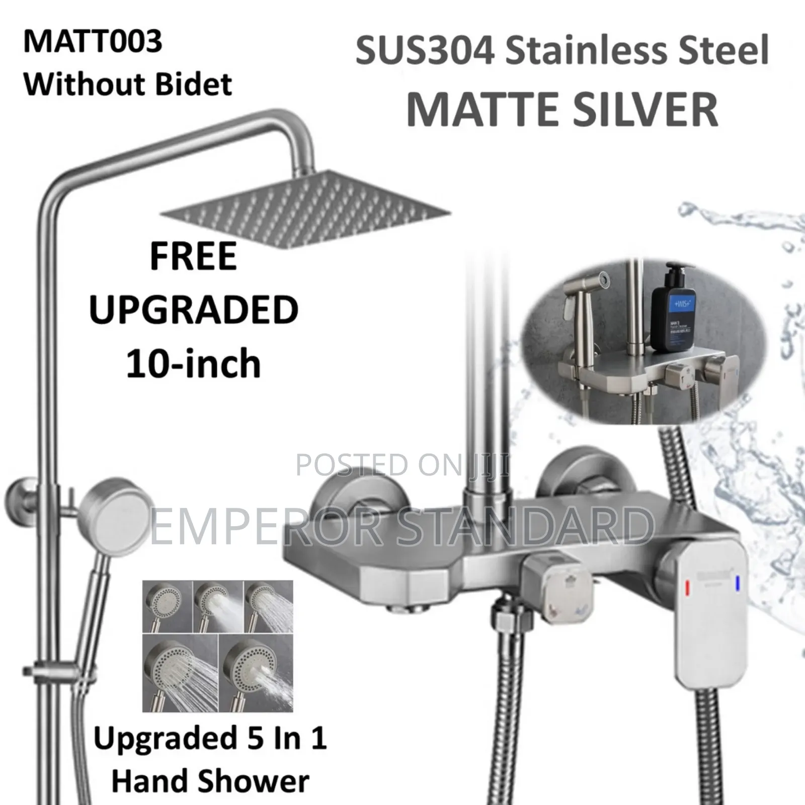 Complete Standing Shower Mixer Heavy Gadge Tap Black