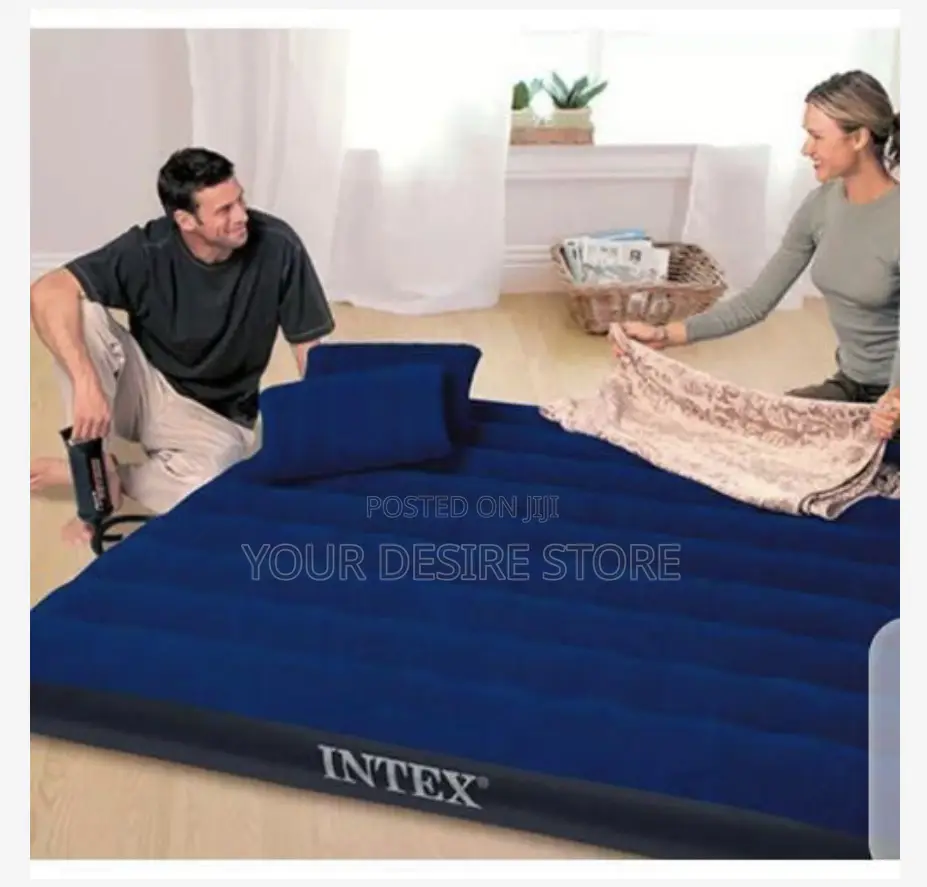 Intex Inflatable 2-3 Person Classic Downy Airbed With Pump+Two Pillows