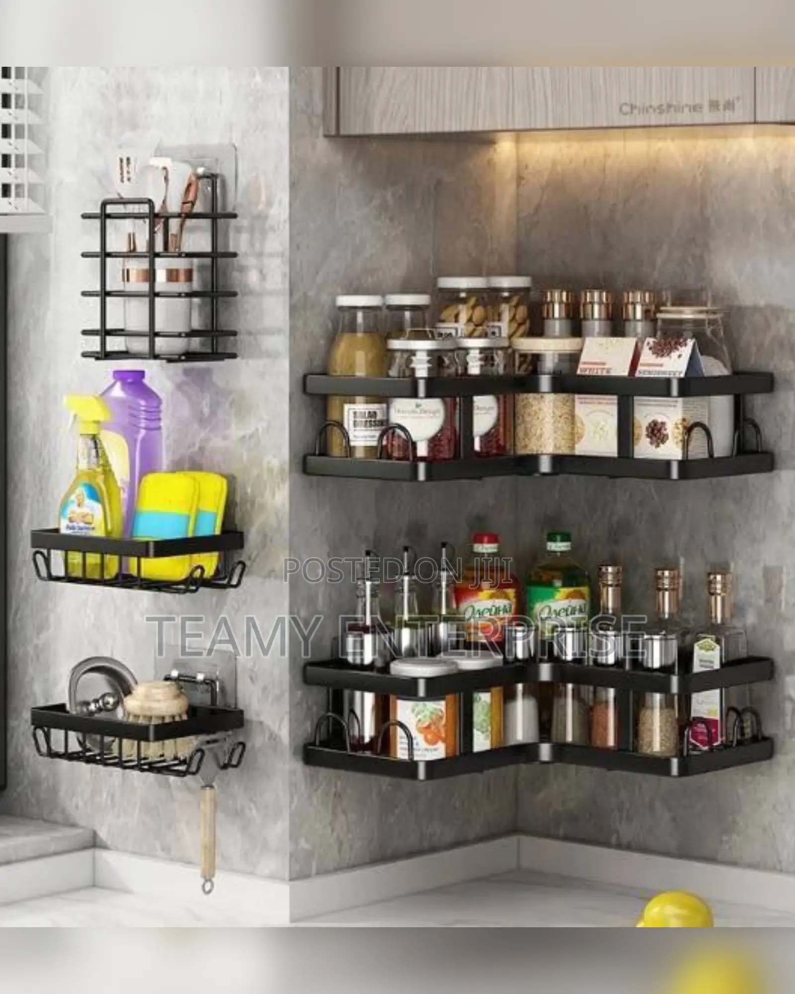 5 in 1 Self Adhesive Wall Organizers, Suitable for Kitchen Bathroom