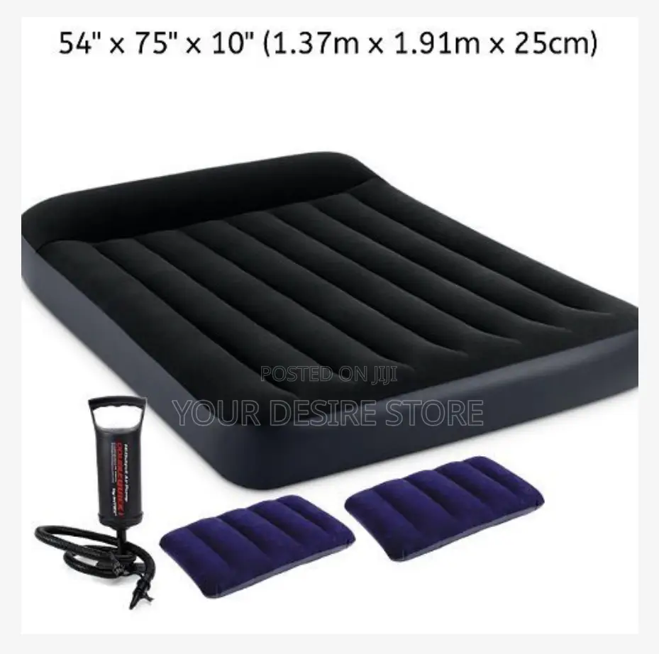 Intex Inflatable 2-3 Person Classic Downy Airbed With Pump Two Pillows