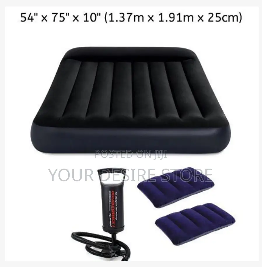 Intex Inflatable 2-3 Person Classic Downy Airbed With Pump Two Pillows