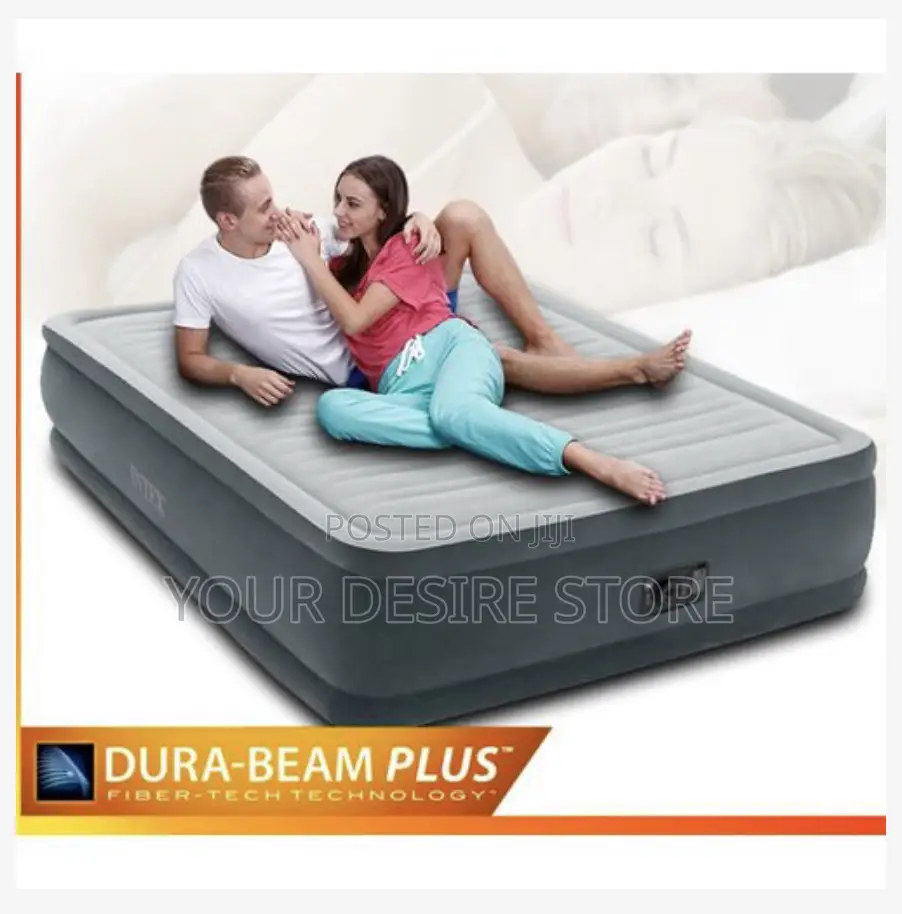 Intex Inflatable Double Dura Beam Air Mattress With Internal Pump