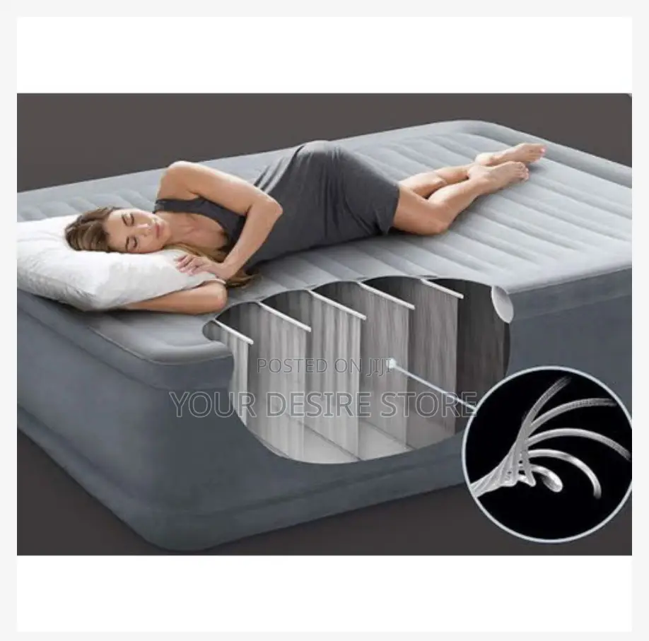Intex Inflatable Double Dura Beam Air Mattress With Internal Pump