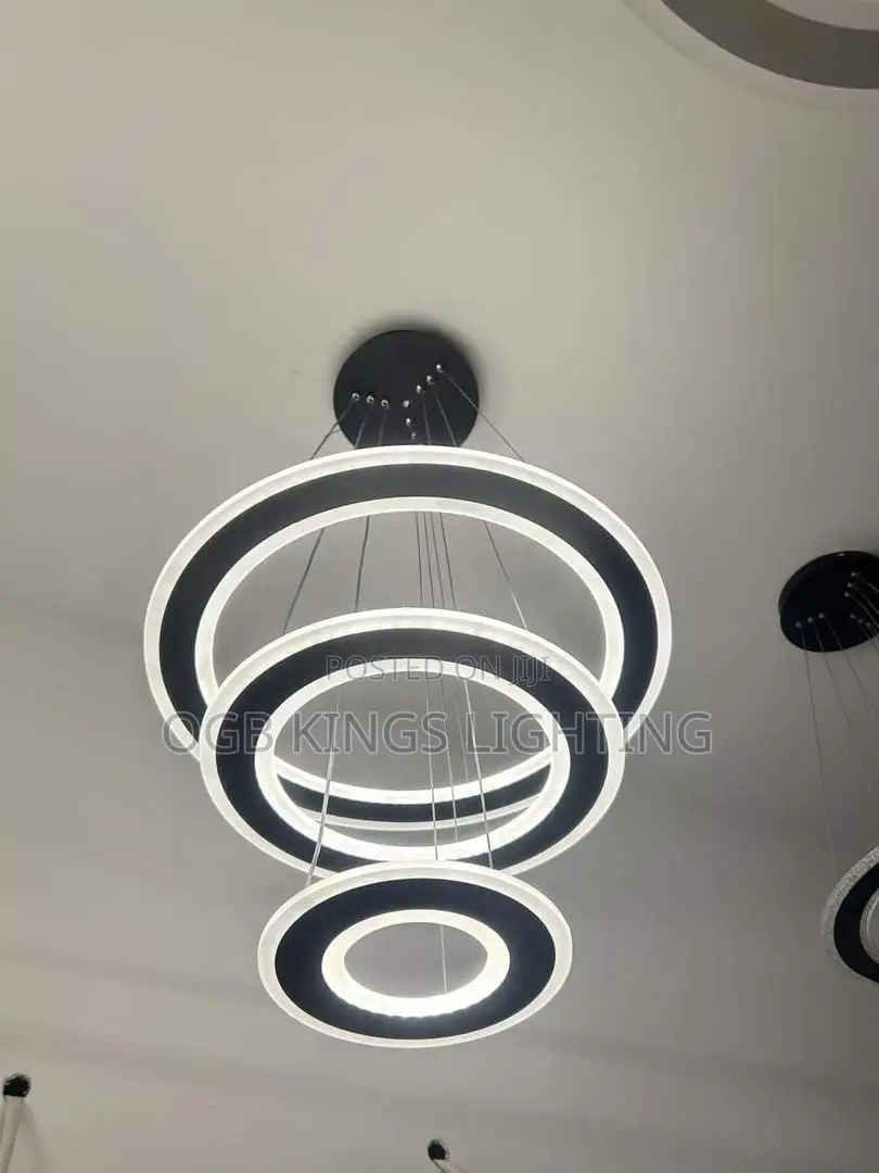 Modern Led Living Room Chandelier White/Gold Ring Ceiling Light For,