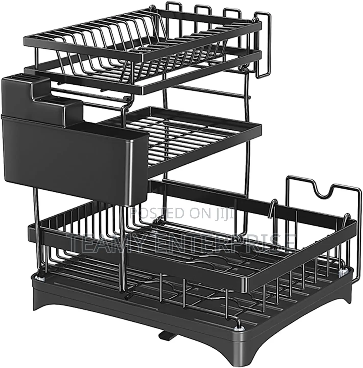 3 Steps Large Capacity Dish Drainer Organizer Rack With Utensil Holder