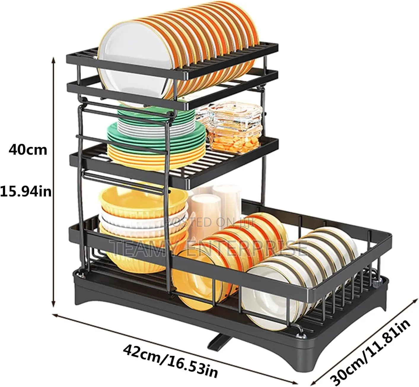 3 Steps Large Capacity Dish Drainer Organizer Rack With Utensil Holder