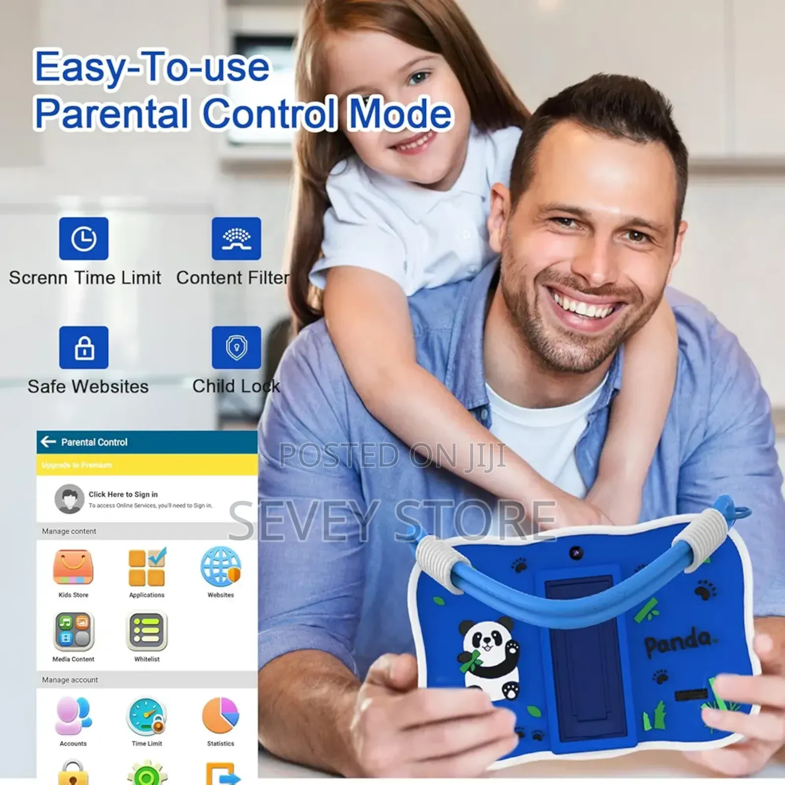 7 Inch Kids Tablet With Lanyard, Android 13 With 32gb Toddler Tablet