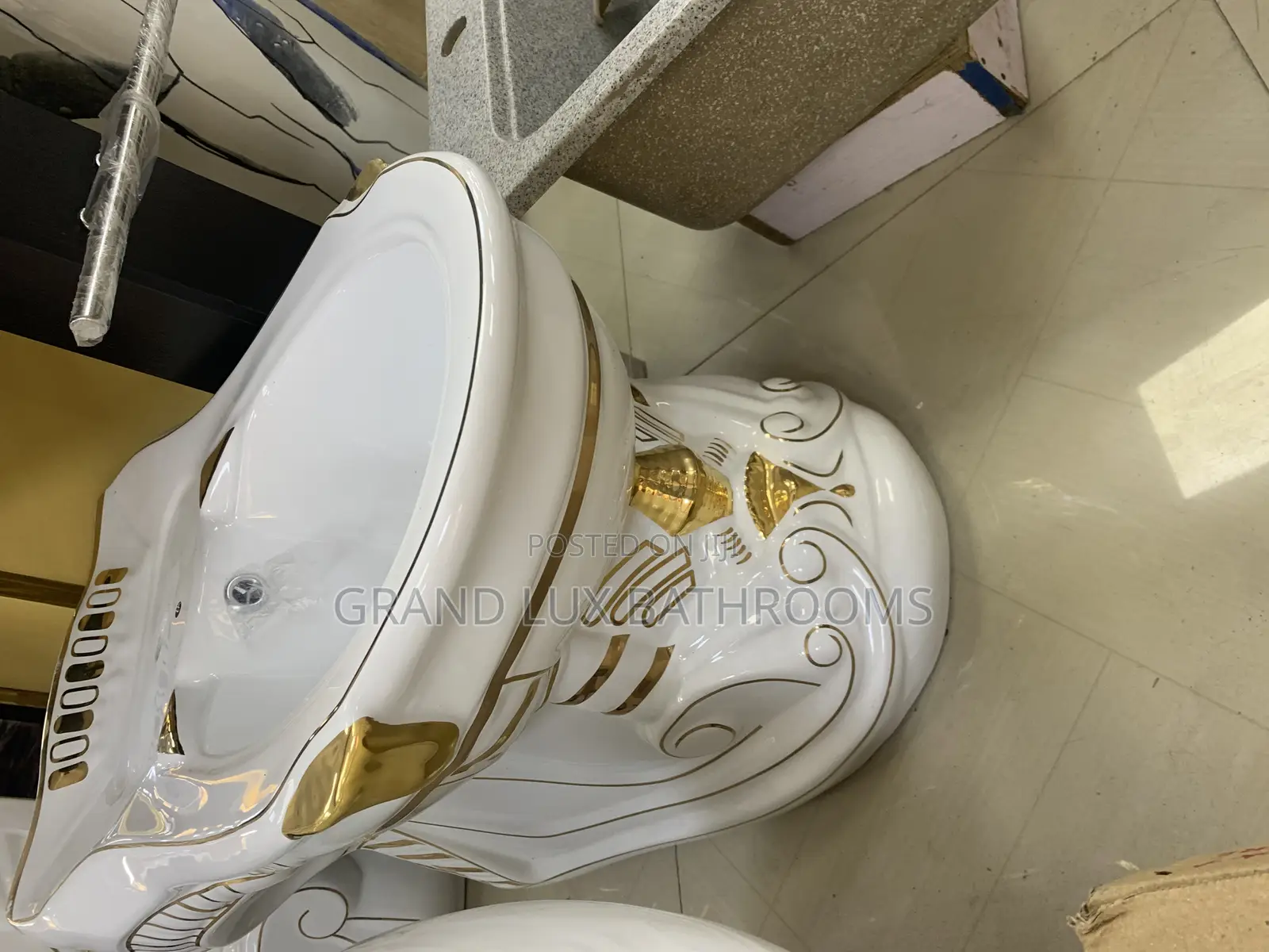 Luxurious White and Gold Bidet Urinary