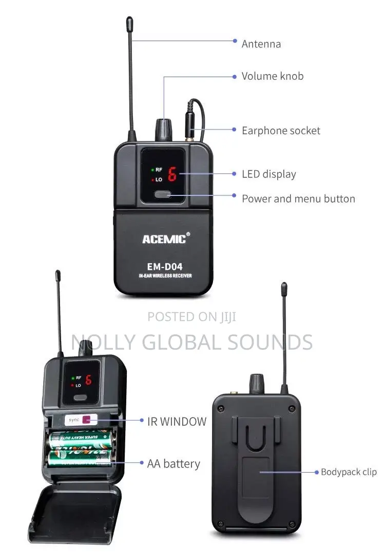 Acemic Em-d04 Professional Uhf Wireless In-ear Monitor System 4channel