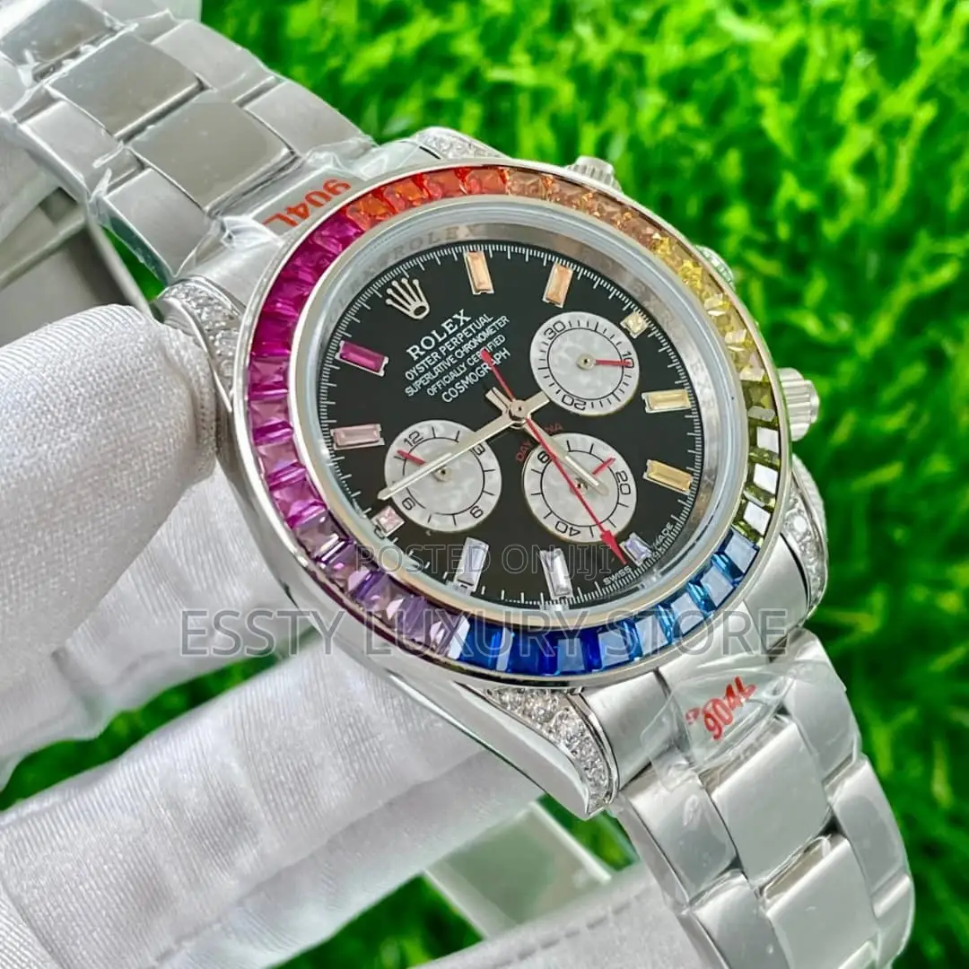 High Quality Luxury Rainbow Stone Rolex Chain Wristwatches