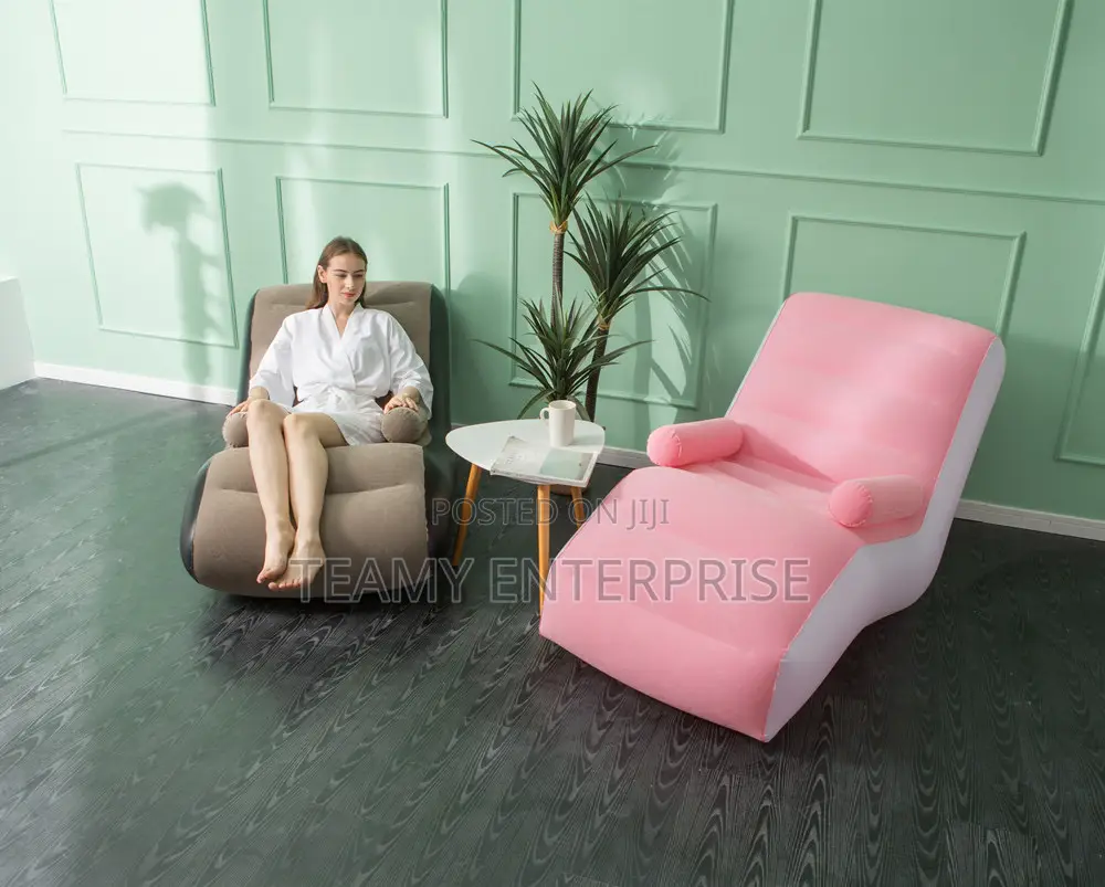 S Shape Air Filled Inflatable Sofa Lounger Chair With Two Arm Rests