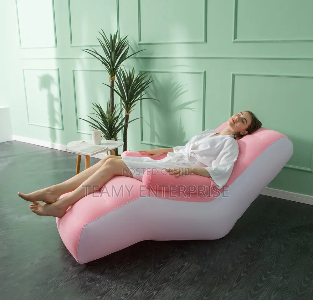 S Shape Air Filled Inflatable Sofa Lounger Chair With Two Arm Rests