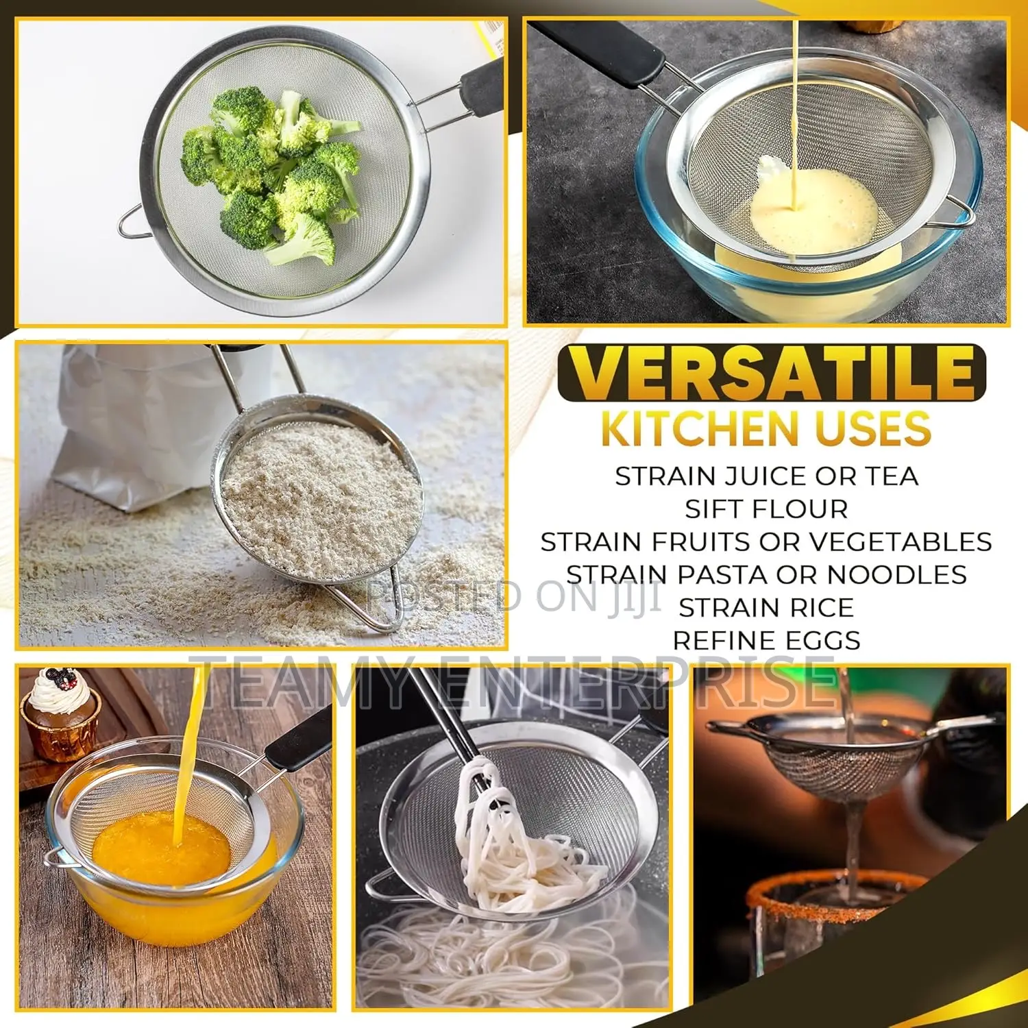 3 Stainless Steel Fine Mesh Strainers Filters With Insulated Handles