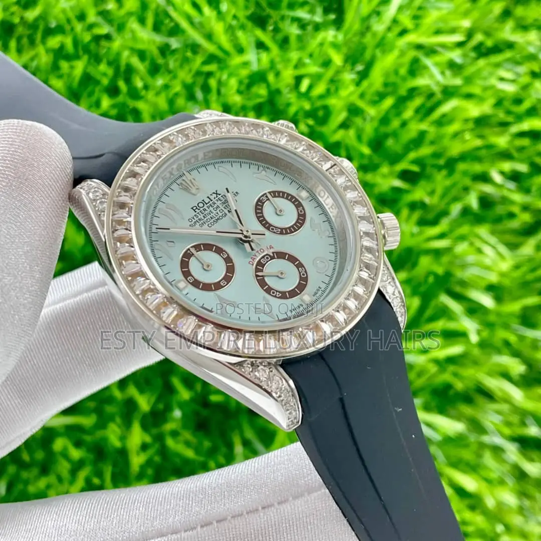 High Quality Luxury Stone Daytona Rubber Wristwatch