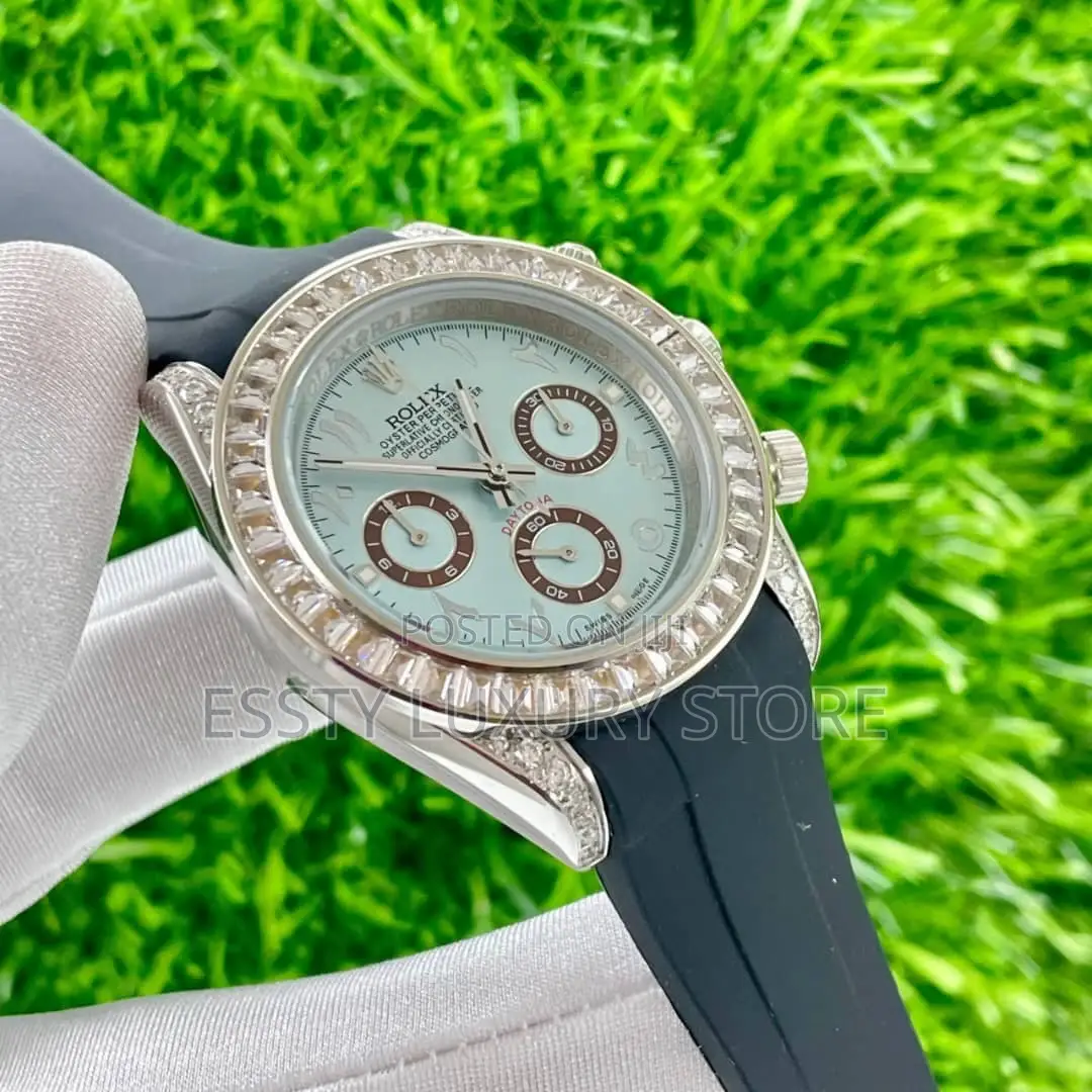 High Quality Luxury Stone Daytona Rubber Wristwatch
