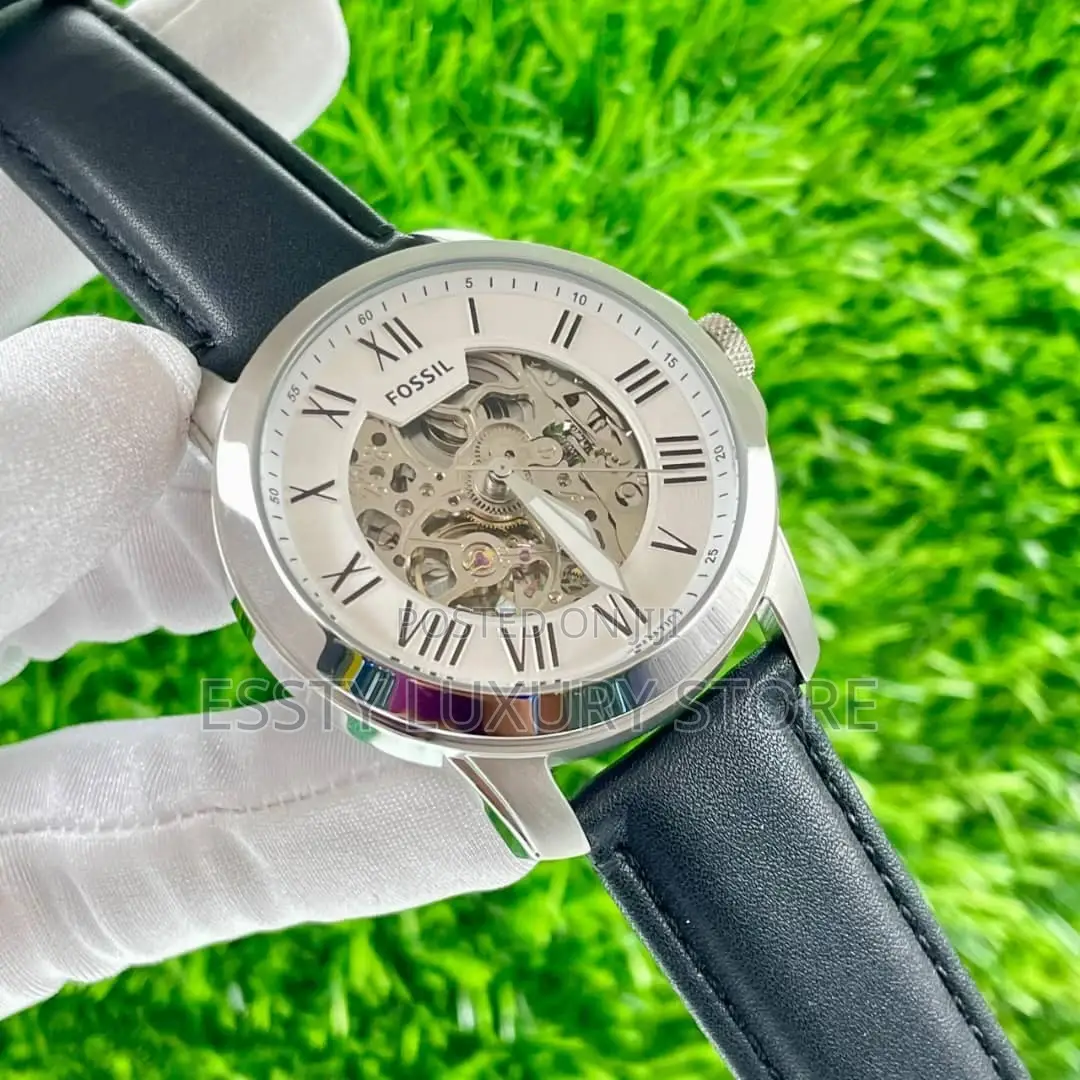 High Quality Luxury Automatic Fossil Leather Strap Wristwatches
