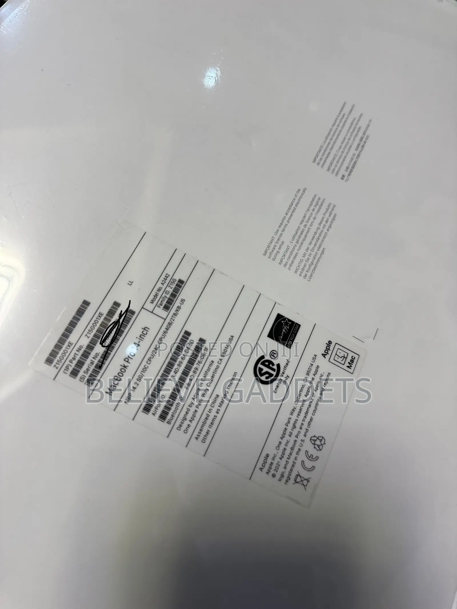 New Laptop Apple MacBook Pro 2021 M1 64GB Apple M1 Max SSD 2T