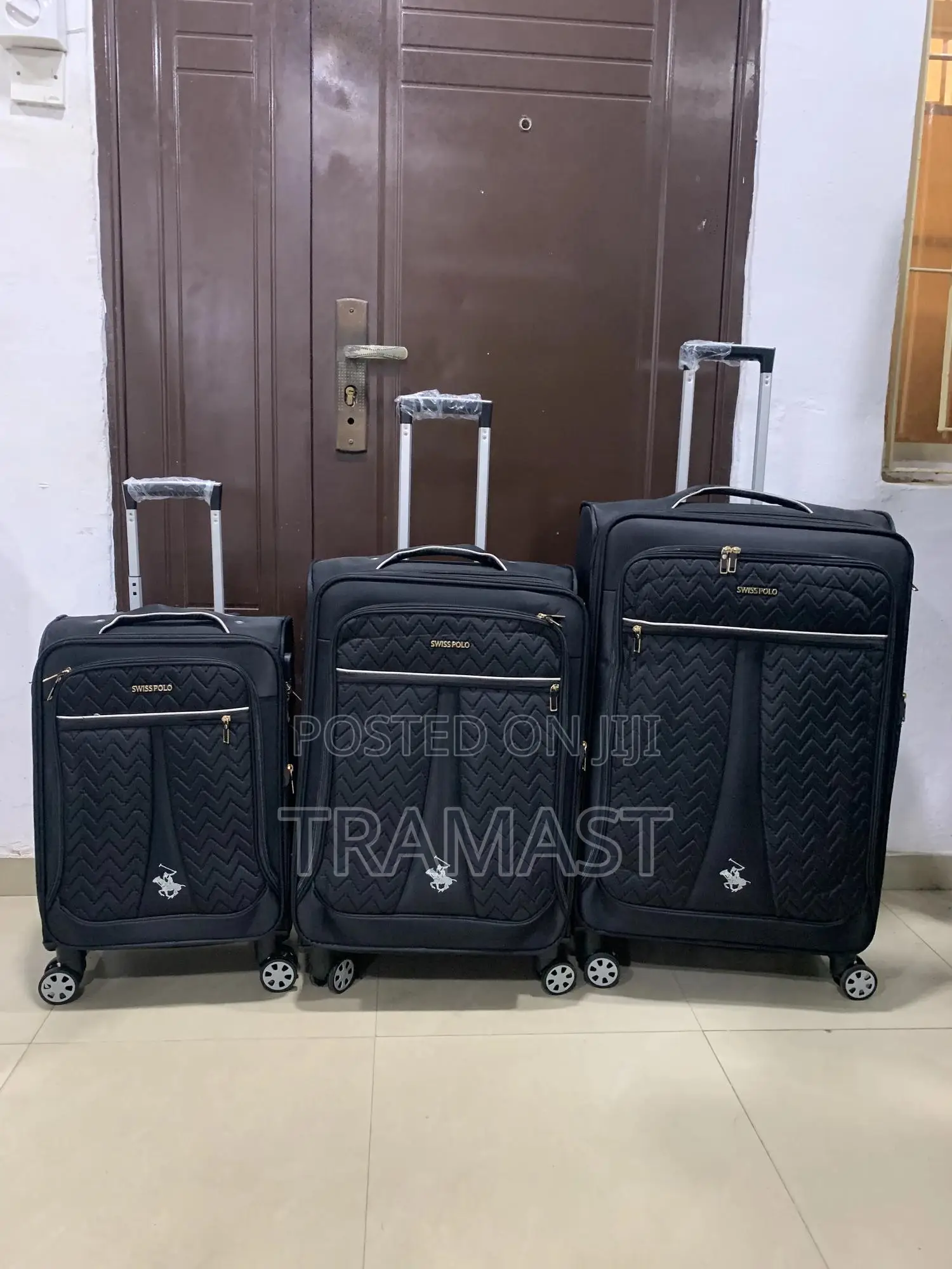 Swiss Polo 3-piece Luggage Set – Elegant Black Edition
