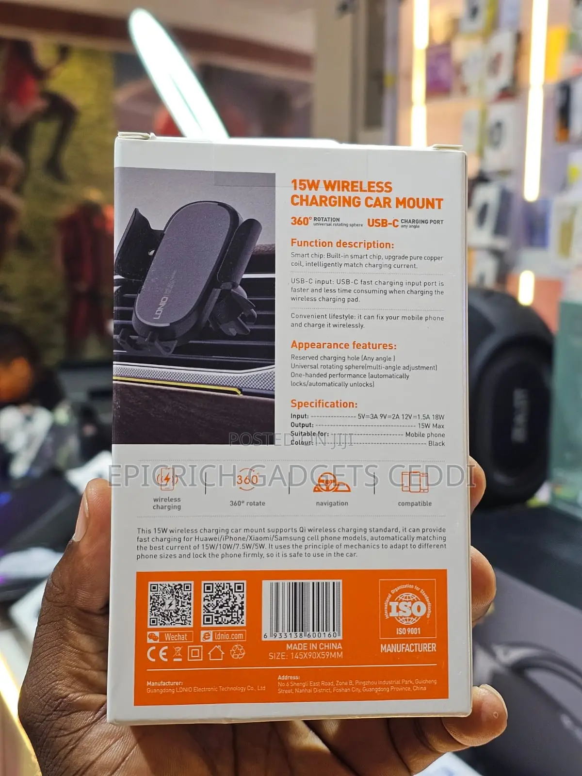 Ldnio Car Phone Mount/Wireless Charger - Ac Vent