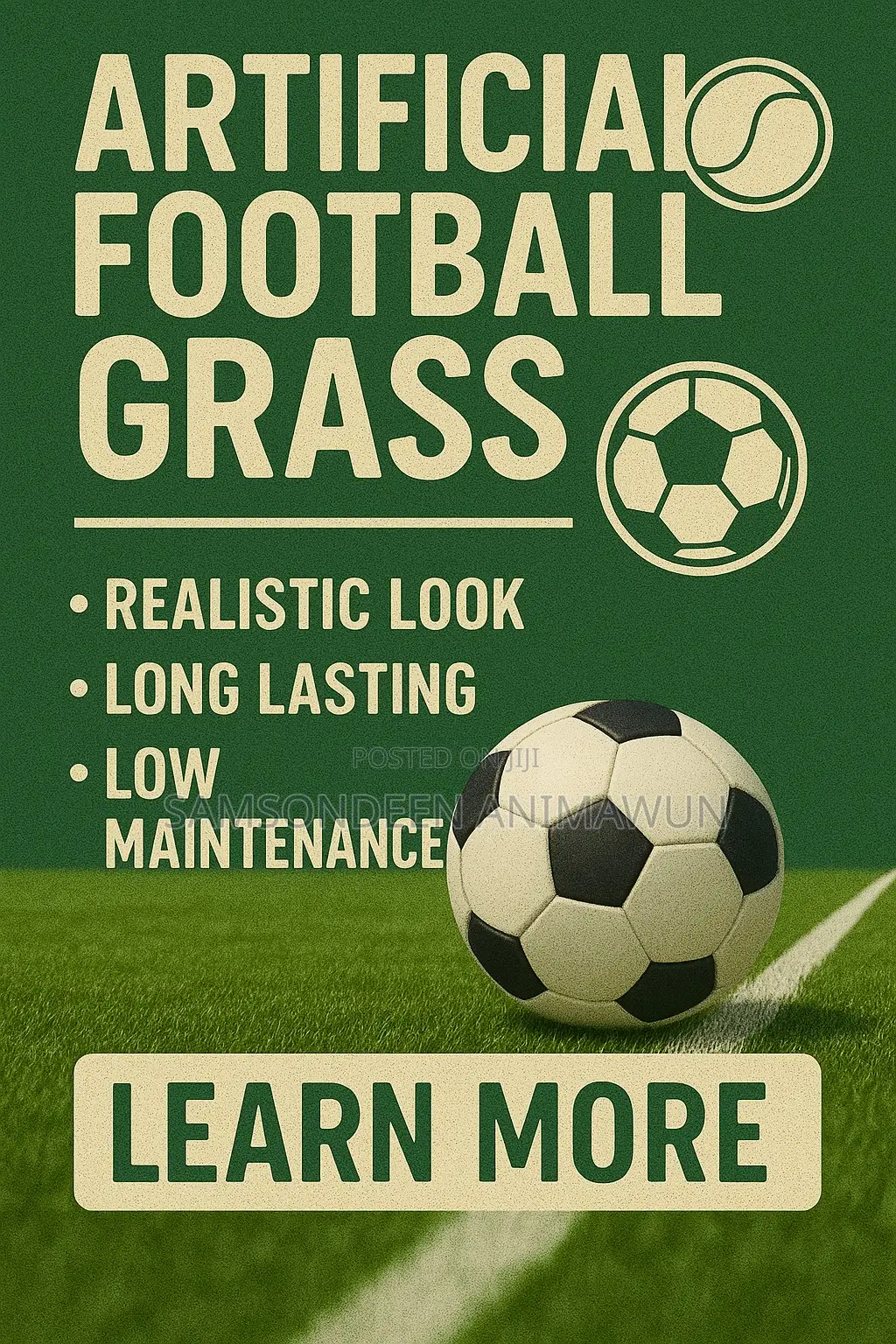 Durable 5-a-Side Full Pitch Artificial Grass – Nigeria Delivery